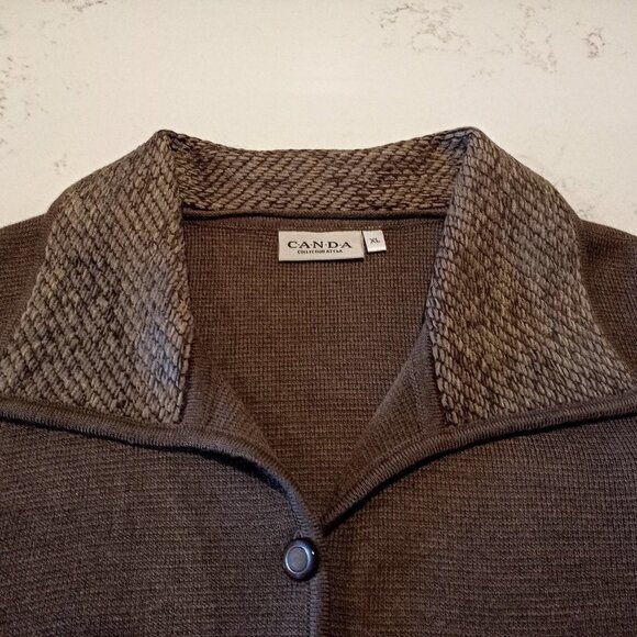 Canda C&A Taupe Button-Down LS Cardigan Sweater - Picture 5 of 5